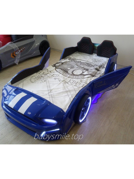 Ліжко гоночна машина Мустанг синя